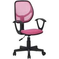 Sedia Girevole Rosa Con 5 Ruote Ufficio Cameretta Scrivania Schienale Ergonomico