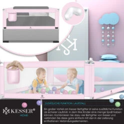KESSER® Sponda Da Letto Protezione Per Letto Sponda Da Letto Bambini Sponda Da Culla Barriera Letto Per Bambini Rosa (de), 200cm (de) -Armonia Casa 52788907 5