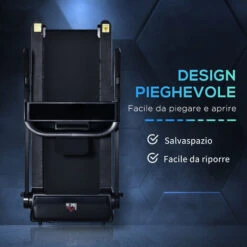 HOMCOM Tapis Roulant Elettrico Pieghevole Salvaspazio 550W, Velocità Fino 14 Km/h E 12 Programmi, Nero -Armonia Casa 53540548 4
