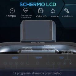 HOMCOM Tapis Roulant Elettrico Pieghevole Salvaspazio 550W, Velocità Fino 14 Km/h E 12 Programmi, Nero -Armonia Casa 53540548 5