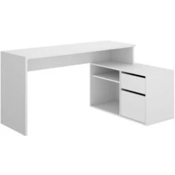 Scrivania Bianca Ufficio Angolare TEDDY Casa Studio Moderno Pc Computer Ripiani -Armonia Casa 53564257 5