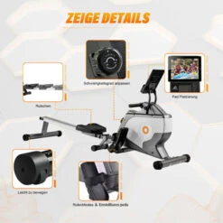 Vogatore Da Casa Pieghevole Con Resistenza Regolabile, Display LCD, Adatto Per Home Fitness Peso 120 Kg -Armonia Casa 53602524 4