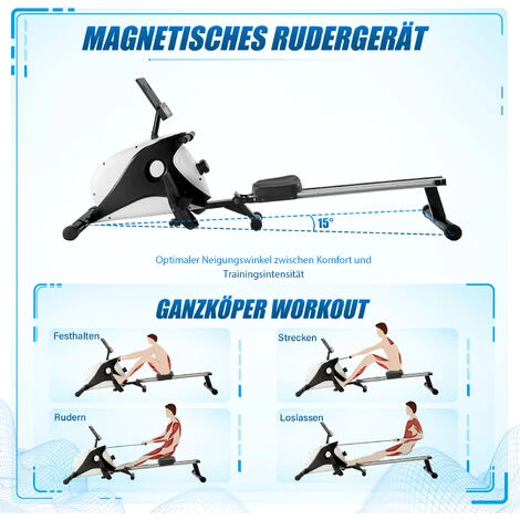 Vogatore Pieghevole Per Interni Con Supporto Per Tablet Con Display LCD A 8 Livelli Di Resistenza Per Palestra Domestica 2 Vogatore Pieghevole Per Interni Con Supporto Per Tablet Con Display LCD A 8 Livelli Di Resistenza Per Palestra Domestica - immagine 2