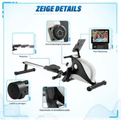 Vogatore Pieghevole Per Interni Con Supporto Per Tablet Con Display LCD A 8 Livelli Di Resistenza Per Palestra Domestica 7 Vogatore Pieghevole Per Interni Con Supporto Per Tablet Con Display LCD A 8 Livelli Di Resistenza Per Palestra Domestica -Armonia Casa 53602525 3