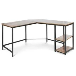 Nova Scrivania Angolare Da Studio Camera Ad L Stile Vintage 2 Ripiani Telaio In Ferro 8 Nova Scrivania Angolare Da Studio Camera Ad L Stile Vintage 2 Ripiani Telaio In Ferro -Armonia Casa 53989435 4