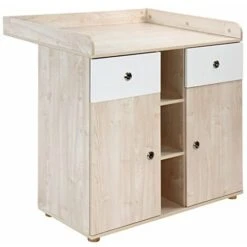 Nova Mobile Fasciatoio 2 Cassetti 3 Ripiani Aperti 2 Scomparti Con Ante Legno Faggio -Armonia Casa 53989687 3