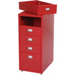 Nova Cassettiera Armadietto Da Ufficio Con Ruote A 5 Cassetti Verniciato A Polvere Colore : ROSSO -Armonia Casa 54080521 3