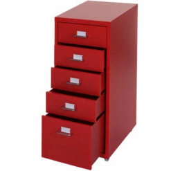 Nova Cassettiera Armadietto Da Ufficio Con Ruote A 5 Cassetti Verniciato A Polvere Colore : ROSSO -Armonia Casa 54080521 4