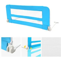Leogreen Barra Di Protezione Letto Bambini, Cancelletto Letto Pieghevole Per Bambini, 1,02 Metri, Blu, Materiale: Tessuto In Nylon