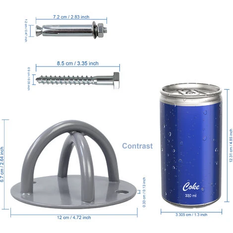 Leogreen 2 Pezzi Gancio Per Soffitto, Per Allenamento In Sospensione, Training Anelli Da Ginnastica, Yoga Trapezio, Corda Da Battaglia, Sacco Da Boxe, S 2 Leogreen 2 Pezzi Gancio Per Soffitto, Per Allenamento In Sospensione, Training Anelli Da Ginnastica, Yoga Trapezio, Corda Da Battaglia, Sacco Da Boxe, S - immagine 2