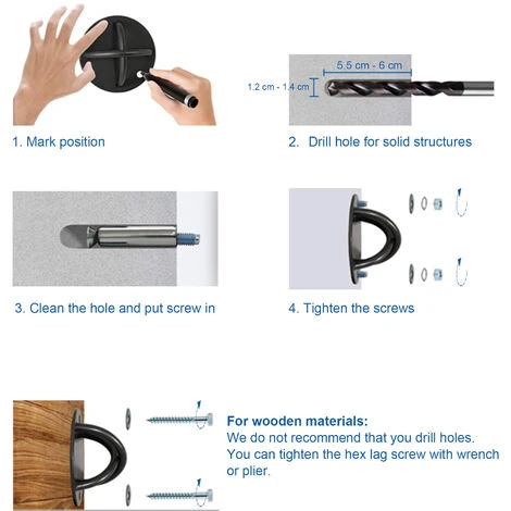 Leogreen 2 Pezzi Gancio Per Soffitto, Per Allenamento In Sospensione, Training Anelli Da Ginnastica, Yoga Trapezio, Corda Da Battaglia, Sacco Da Boxe, S 4 Leogreen 2 Pezzi Gancio Per Soffitto, Per Allenamento In Sospensione, Training Anelli Da Ginnastica, Yoga Trapezio, Corda Da Battaglia, Sacco Da Boxe, S - immagine 4