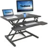 Todeco Convertitore Da Scrivania In Piedi Regolabile In Altezza 91 * 40cm Convertitore Standing Desk Con Vassoio Per Tastiera Tavolo Ergonomico Per Due Monitor Scrivania, Nera