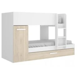 Letto A Castello Crystal Per Due Bambini Bianco Opaco E Rovere Naturale Con Armadio Bianco E Naturale 7 Letto A Castello Crystal Per Due Bambini Bianco Opaco E Rovere Naturale Con Armadio Bianco E Naturale -Armonia Casa 54447466 3