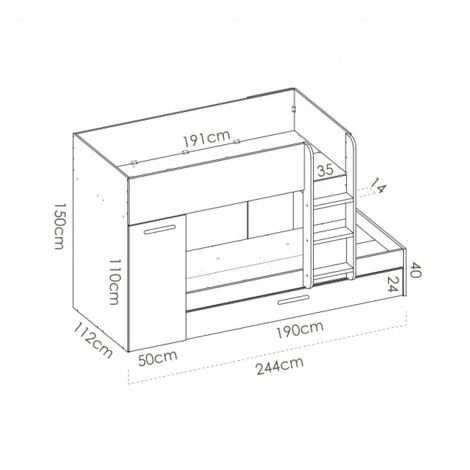 Letto A Castello Crystal Per Due Bambini Bianco Opaco E Rovere Naturale Con Armadio Bianco E Naturale 5 Letto A Castello Crystal Per Due Bambini Bianco Opaco E Rovere Naturale Con Armadio Bianco E Naturale - immagine 5