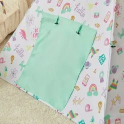 SoBuy Tenda Da Gioco Per Bambini Con Porta E Finestra Casetta Per Bambini Tenda Per Bambini 133x133x153 Cm, OSS06 -Armonia Casa 55031337 3