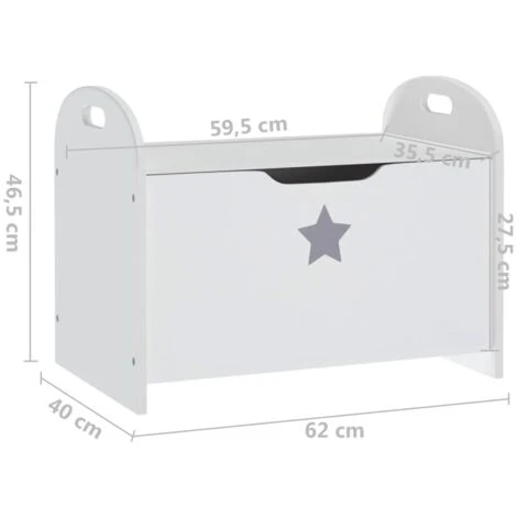 Cassapanca Per Bambini Bianca 62x40x46,5 Cm In MDF VidaXL 3 Cassapanca Per Bambini Bianca 62x40x46,5 Cm In MDF VidaXL - immagine 3
