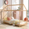 Lettino Montessori Letto Per Bambini Casetta In Legno 80x160cm Husty Legno Naturale