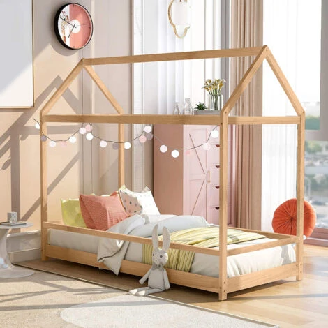 Lettino Montessori Letto Per Bambini Casetta In Legno 80x160cm Husty Legno Naturale 1 Lettino Montessori Letto Per Bambini Casetta In Legno 80x160cm Husty Legno Naturale