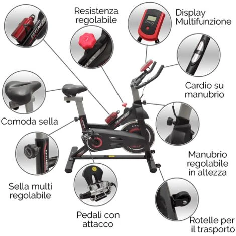 Cyclette Da Allenamento Fit Bike Da Interno Indoor Cycling Win Con Porta Cellulare, Resistenza Regolabile, Cardio E Volano 6kg FFitness 3 Cyclette Da Allenamento Fit Bike Da Interno Indoor Cycling Win Con Porta Cellulare, Resistenza Regolabile, Cardio E Volano 6kg FFitness - immagine 3