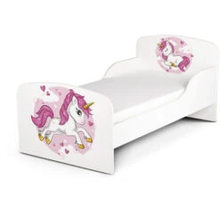 Letto Per Bambini In Legno Con Materasso - Dimensioni: 140x70 - Motivo Lovely Unicorno