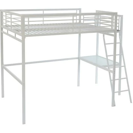 Letto A Soppalco Con Piano Scrivania 140 X 190 Cm Bianco + Materasso - CASUAL II 3 Letto A Soppalco Con Piano Scrivania 140 X 190 Cm Bianco + Materasso - CASUAL II - immagine 3