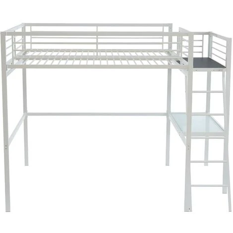 Letto A Soppalco Con Piano Scrivania 140 X 190 Cm Bianco + Materasso - CASUAL II 4 Letto A Soppalco Con Piano Scrivania 140 X 190 Cm Bianco + Materasso - CASUAL II - immagine 4