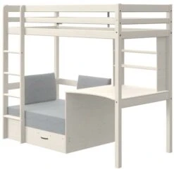 Letto A Soppalco Scrivania, Divano Letto E Vani Portaoggetti 90 X 200 Cm Abete Massello Sbiancato - GOLIATH II 8 Letto A Soppalco Scrivania, Divano Letto E Vani Portaoggetti 90 X 200 Cm Abete Massello Sbiancato - GOLIATH II -Armonia Casa 59279209 4