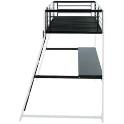 Letto A Soppalco Con Scrivania Integrata 90 X 190 Cm Nero E Bianco - MALICIA + Materasso Incluso -Armonia Casa 59284554 5