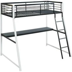 Letto A Soppalco Con Scrivania Integrata 90 X 190 Cm Bianco E Nero - MALICIA 6 Letto A Soppalco Con Scrivania Integrata 90 X 190 Cm Bianco E Nero - MALICIA -Armonia Casa 59284841 2