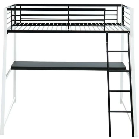 Letto A Soppalco Con Scrivania Integrata 90 X 190 Cm Bianco E Nero - MALICIA 4 Letto A Soppalco Con Scrivania Integrata 90 X 190 Cm Bianco E Nero - MALICIA - immagine 4