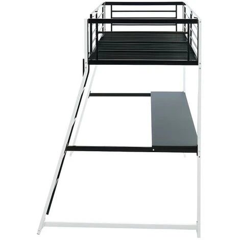 Letto A Soppalco Con Scrivania Integrata 90 X 190 Cm Bianco E Nero - MALICIA 5 Letto A Soppalco Con Scrivania Integrata 90 X 190 Cm Bianco E Nero - MALICIA - immagine 5