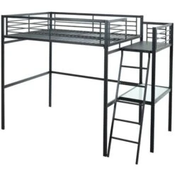 Letto A Soppalco Con Spazio Scrivania Antracite 140 X 190 Cm CASUAL II + Materasso Compreso -Armonia Casa 59284845 3