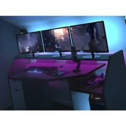 Scrivania Gamer Con LED E Vani Portaoggetti - Antracite - MOBA -Armonia Casa 59285287 2