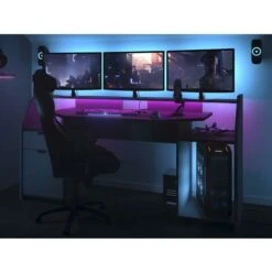 Scrivania Gamer Con LED E Vani Portaoggetti - Antracite - MOBA -Armonia Casa 59285287 3