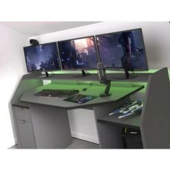 Scrivania Gamer Con LED E Vani Portaoggetti - Antracite - MOBA -Armonia Casa 59285287 5