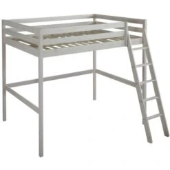 Letto A Soppalco + Materasso 140 X 190 Cm Pino Massello Sbiancato - GEDEON II -Armonia Casa 59285328 4