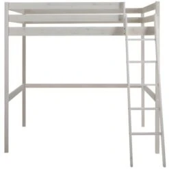 Letto A Soppalco + Materasso 140 X 190 Cm Pino Massello Sbiancato - GEDEON II -Armonia Casa 59285328 5