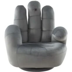 Poltrona Mano Per Bambini Girevole In Velluto Antracite - CATCHY -Armonia Casa 59285400 3