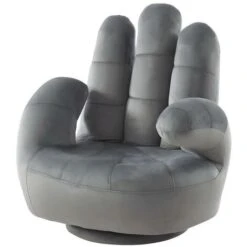 Poltrona Mano Per Bambini Girevole In Velluto Antracite - CATCHY -Armonia Casa 59285400 4