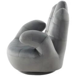 Poltrona Mano Per Bambini Girevole In Velluto Antracite - CATCHY -Armonia Casa 59285400 5