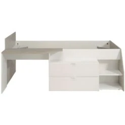 Letto Singolo Con Scrivania Integrata E Vani Portaoggetti Inclusi 90 X 200 Cm Bianco E Rovere - GISELE -Armonia Casa 59285556 5