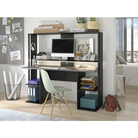 Scrivania Gamer Con Vani Portaoggetti E LED Nero - STANDA 3 Scrivania Gamer Con Vani Portaoggetti E LED Nero - STANDA - immagine 3