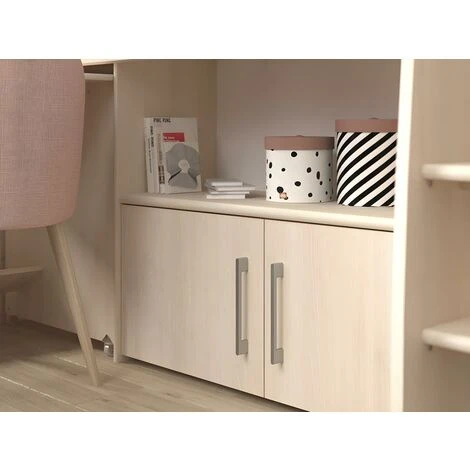 Letto Combinato Con Scrivania E Scomparti 90 X 200 Cm Rovere + Materasso - APOLINE 2 Letto Combinato Con Scrivania E Scomparti 90 X 200 Cm Rovere + Materasso - APOLINE - immagine 2