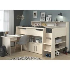 Letto Combinato Con Scrivania E Scomparti 90 X 200 Cm Rovere + Materasso - APOLINE 9 Letto Combinato Con Scrivania E Scomparti 90 X 200 Cm Rovere + Materasso - APOLINE -Armonia Casa 59286858 5