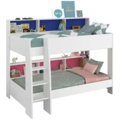 Letto A Castello Con Ripiani E Fondo Reversibile Blu O Rosa 2 X 90 X 200 Cm - LENNY -Armonia Casa 59289611 4