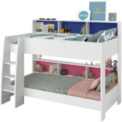 Letto A Castello Con Ripiani E Fondo Reversibile Blu O Rosa 2 X 90 X 200 Cm - LENNY -Armonia Casa 59289611 5