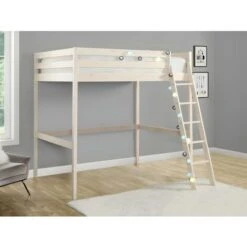 Letto A Soppalco 140x190 Cm In Pino Massello Sbiancato - GEDEON -Armonia Casa 59289679 2