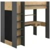 Letto A Soppalco Con Scrivania E Armadio 90 X 200 Cm Rovere E Antracite - AUCKLAND