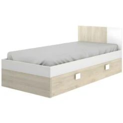 Letto Singolo Con Letto Estraibile 90 X 190 Cm Quercia E Bianco - SONIA -Armonia Casa 59291128 5