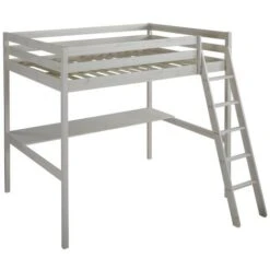 Letto A Soppalco + Materasso E Scrivania 140 X 190 Cm Pino Massello Sbiancato - GEDEON II -Armonia Casa 59291336 4